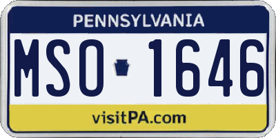 PA license plate MSO1646