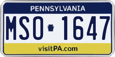 PA license plate MSO1647