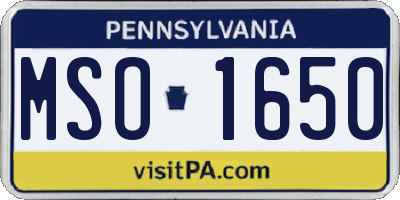 PA license plate MSO1650