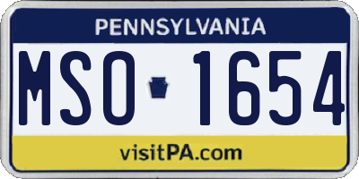 PA license plate MSO1654