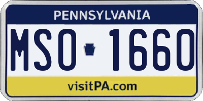 PA license plate MSO1660