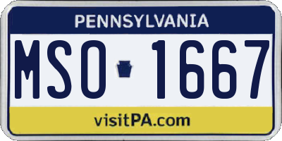 PA license plate MSO1667