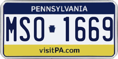 PA license plate MSO1669