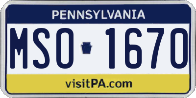 PA license plate MSO1670