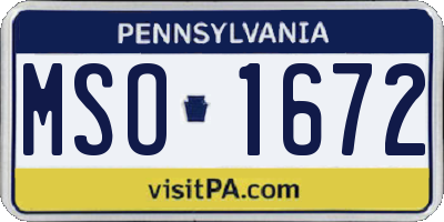 PA license plate MSO1672