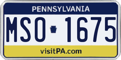 PA license plate MSO1675
