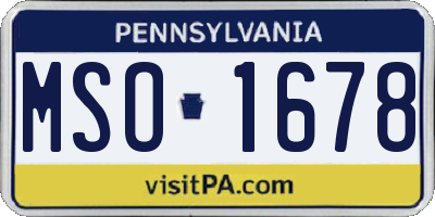 PA license plate MSO1678