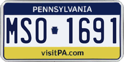PA license plate MSO1691