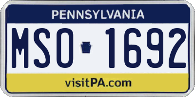 PA license plate MSO1692