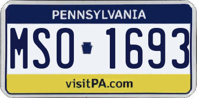 PA license plate MSO1693