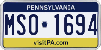 PA license plate MSO1694