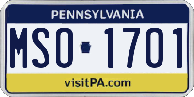 PA license plate MSO1701