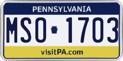 PA license plate MSO1703