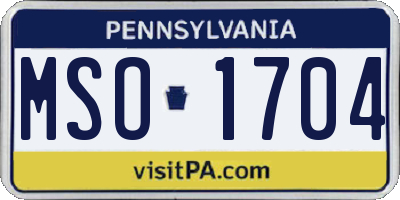 PA license plate MSO1704