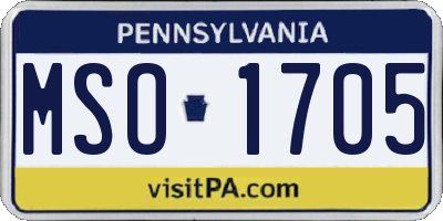 PA license plate MSO1705