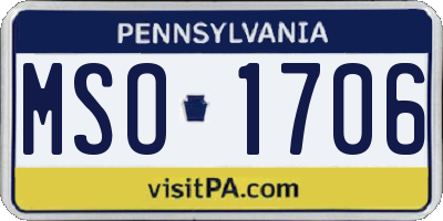 PA license plate MSO1706