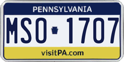 PA license plate MSO1707