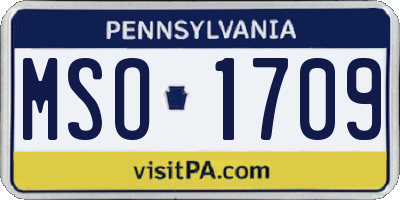PA license plate MSO1709