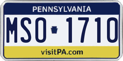PA license plate MSO1710