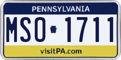 PA license plate MSO1711