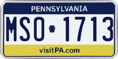 PA license plate MSO1713