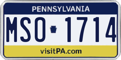 PA license plate MSO1714