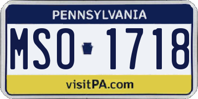 PA license plate MSO1718
