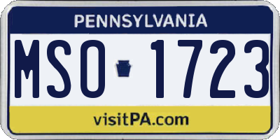 PA license plate MSO1723