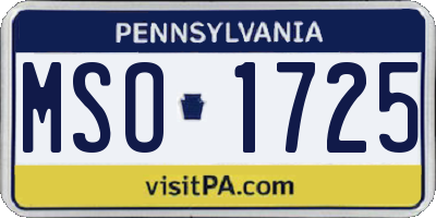 PA license plate MSO1725