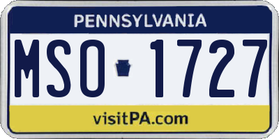 PA license plate MSO1727