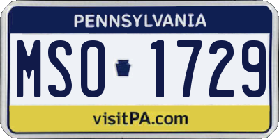 PA license plate MSO1729