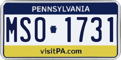 PA license plate MSO1731