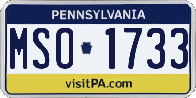 PA license plate MSO1733