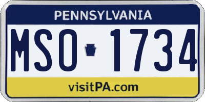 PA license plate MSO1734