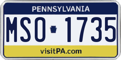 PA license plate MSO1735
