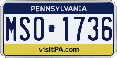 PA license plate MSO1736