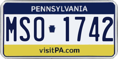 PA license plate MSO1742