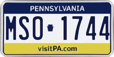 PA license plate MSO1744