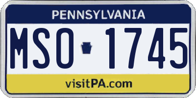 PA license plate MSO1745
