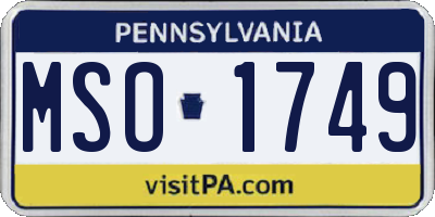 PA license plate MSO1749