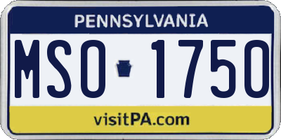 PA license plate MSO1750