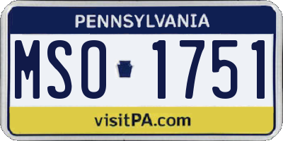 PA license plate MSO1751