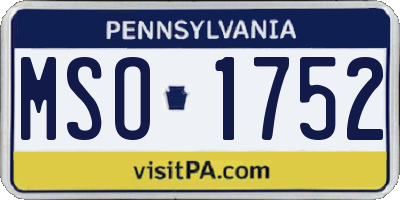 PA license plate MSO1752