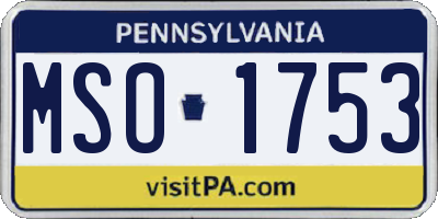 PA license plate MSO1753
