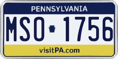 PA license plate MSO1756
