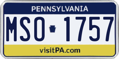 PA license plate MSO1757