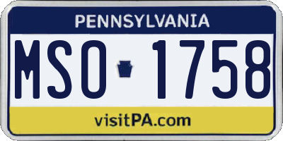 PA license plate MSO1758