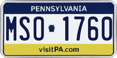 PA license plate MSO1760