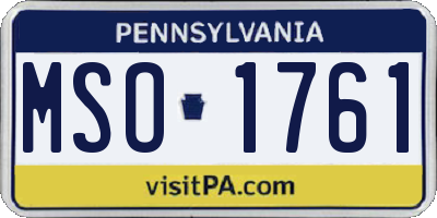 PA license plate MSO1761