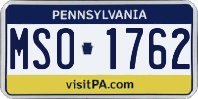 PA license plate MSO1762